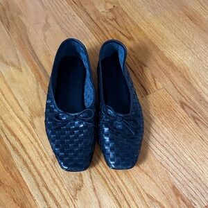 Quince Square Toe woven ballet flat, black size 9